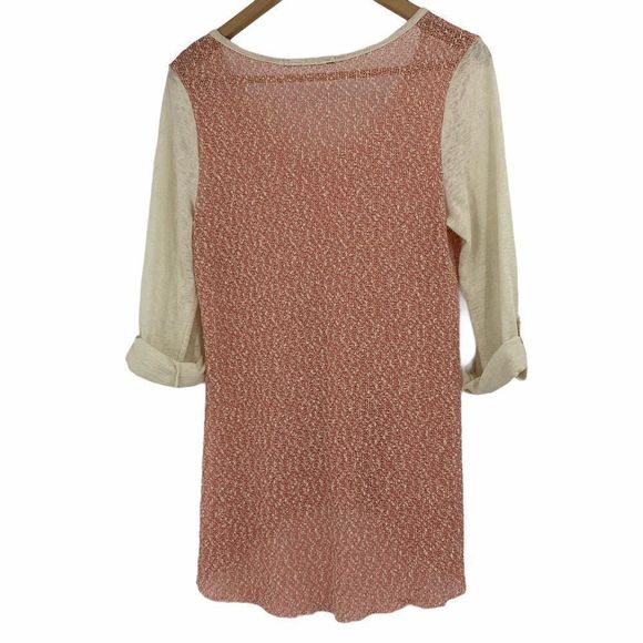 Womans Top M 9676 Nubby Knit Mixed Media Pink - Picture 6 of 7